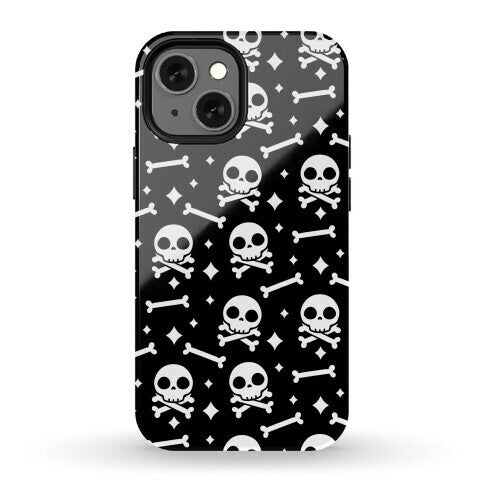 Cute Skull N' Bones Pattern (Black) Phone Case