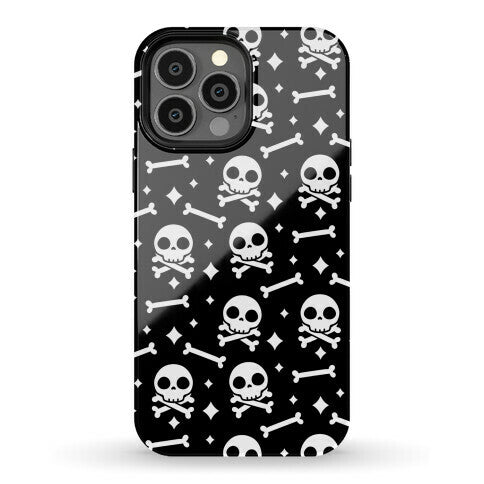 Cute Skull N' Bones Pattern (Black) Phone Case