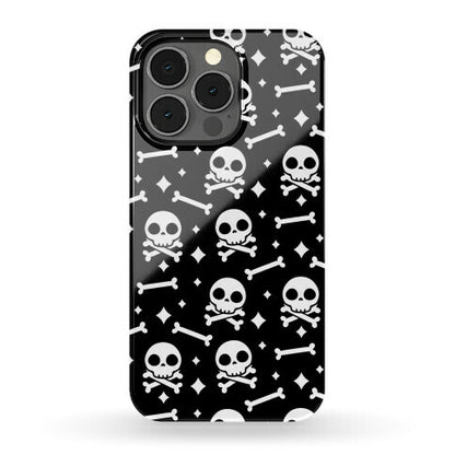 Cute Skull N' Bones Pattern (Black) Phone Case