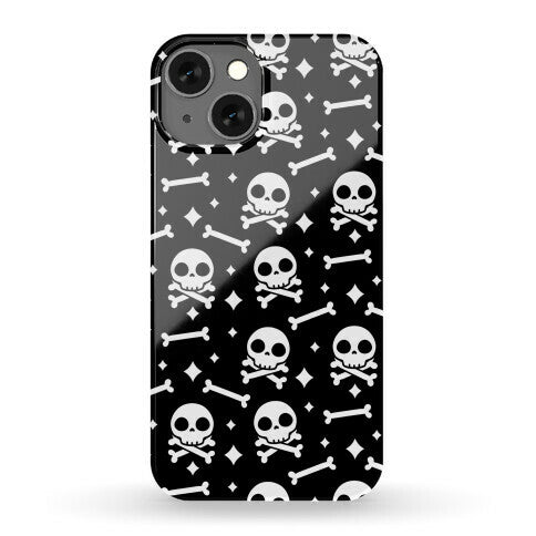 Cute Skull N' Bones Pattern (Black) Phone Case