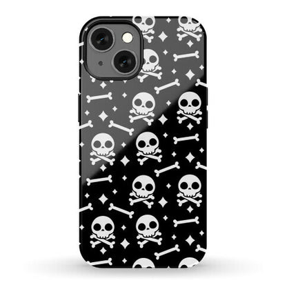 Cute Skull N' Bones Pattern (Black) Phone Case