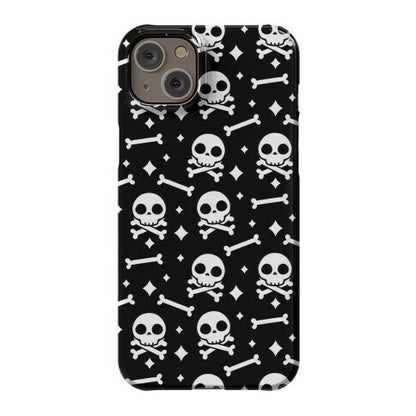 Cute Skull N' Bones Pattern (Black) Phone Case