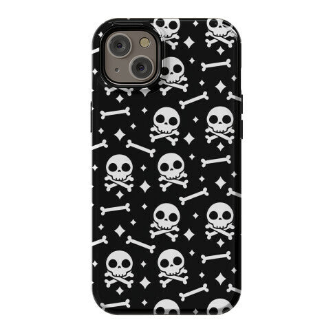 Cute Skull N' Bones Pattern (Black) Phone Case