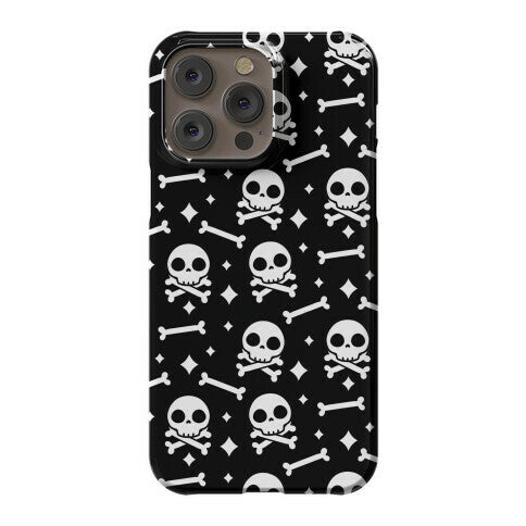 Cute Skull N' Bones Pattern (Black) Phone Case