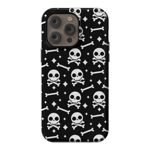 Cute Skull N' Bones Pattern (Black) Phone Case