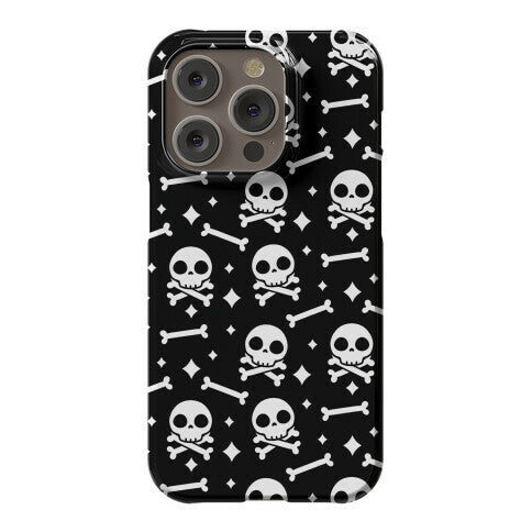 Cute Skull N' Bones Pattern (Black) Phone Case