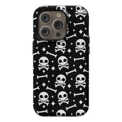 Cute Skull N' Bones Pattern (Black) Phone Case