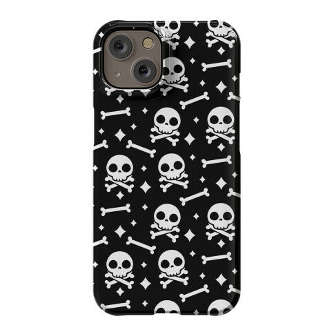 Cute Skull N' Bones Pattern (Black) Phone Case