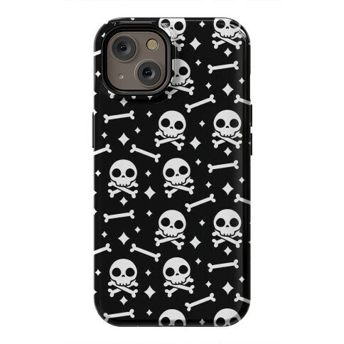 Cute Skull N' Bones Pattern (Black) Phone Case