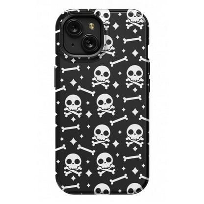 Cute Skull N' Bones Pattern (Black) Phone Case