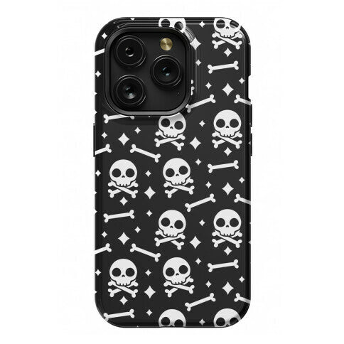 Cute Skull N' Bones Pattern (Black) Phone Case