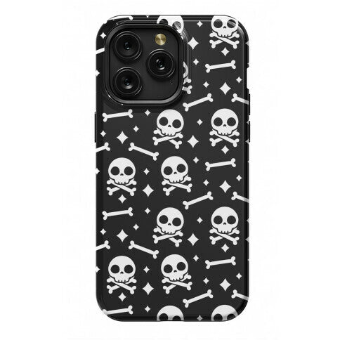 Cute Skull N' Bones Pattern (Black) Phone Case