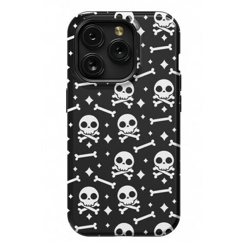 Cute Skull N' Bones Pattern (Black) Phone Case