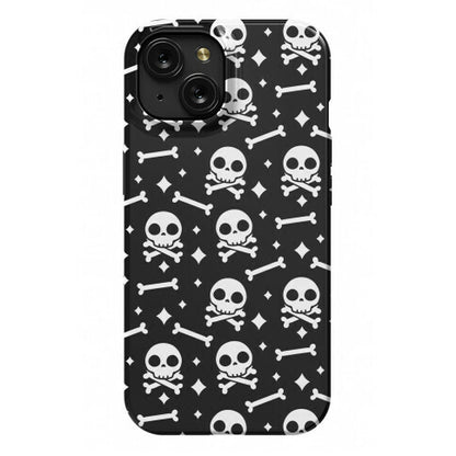 Cute Skull N' Bones Pattern (Black) Phone Case