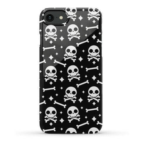 Cute Skull N' Bones Pattern (Black) Phone Case