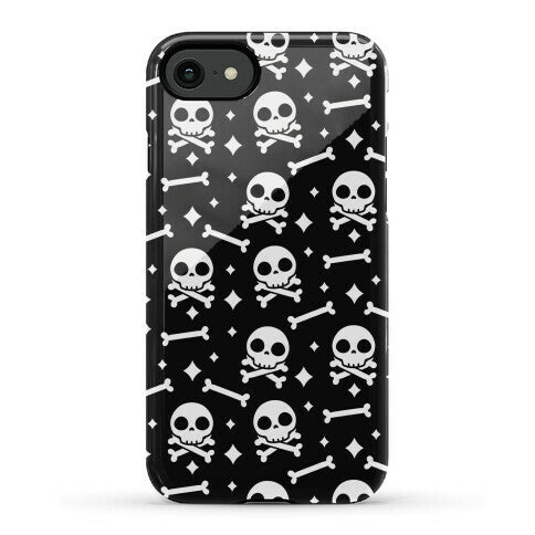 Cute Skull N' Bones Pattern (Black) Phone Case