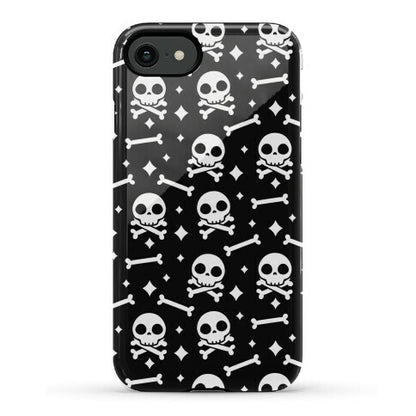 Cute Skull N' Bones Pattern (Black) Phone Case