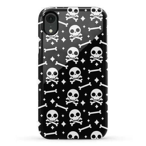 Cute Skull N' Bones Pattern (Black) Phone Case