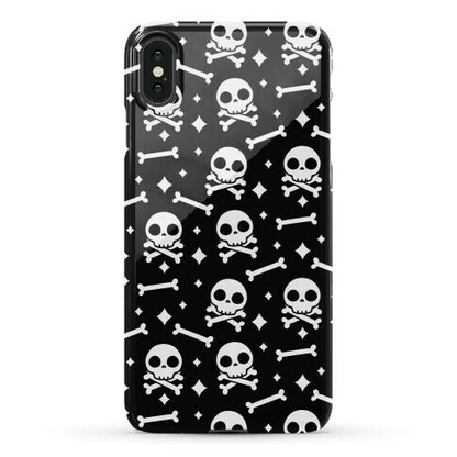 Cute Skull N' Bones Pattern (Black) Phone Case