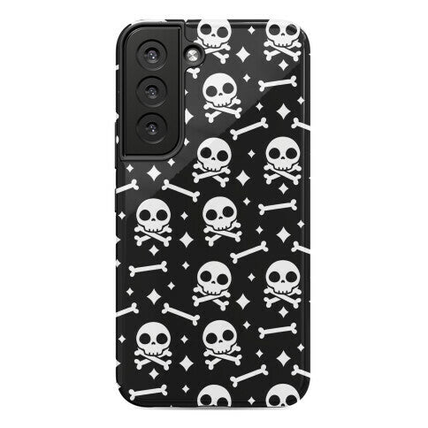 Cute Skull N' Bones Pattern (Black) Phone Case