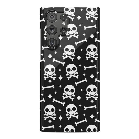 Cute Skull N' Bones Pattern (Black) Phone Case