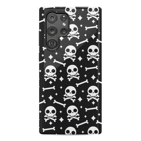 Cute Skull N' Bones Pattern (Black) Phone Case