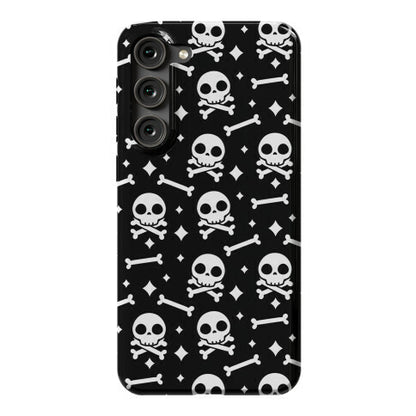 Cute Skull N' Bones Pattern (Black) Phone Case