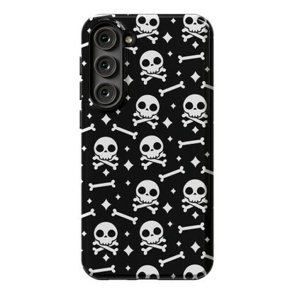 Cute Skull N' Bones Pattern (Black) Phone Case