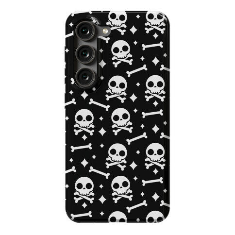 Cute Skull N' Bones Pattern (Black) Phone Case