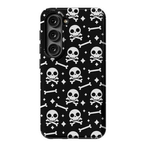 Cute Skull N' Bones Pattern (Black) Phone Case