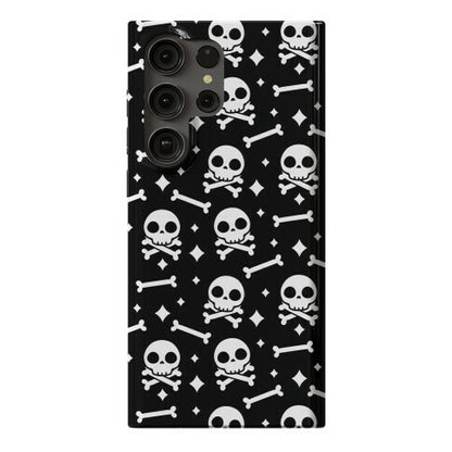 Cute Skull N' Bones Pattern (Black) Phone Case