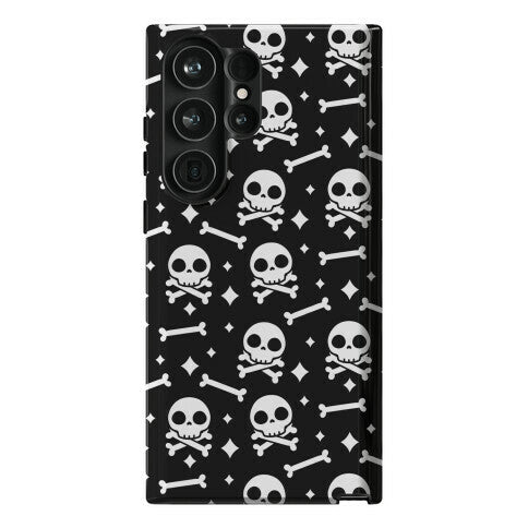 Cute Skull N' Bones Pattern (Black) Phone Case