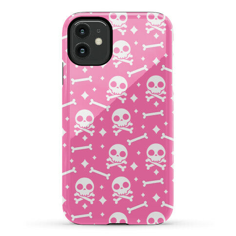 Cute Skull N' Bones Pattern (Pink) Phone Case