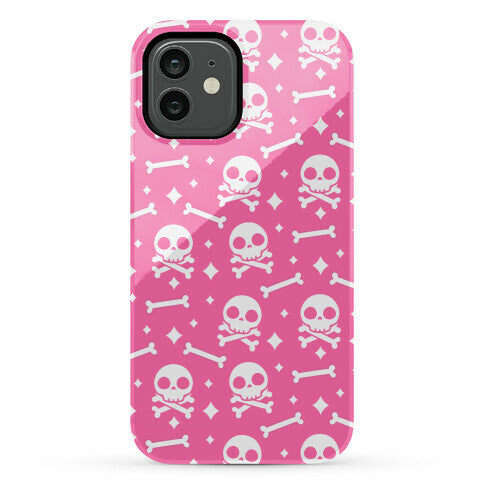 Cute Skull N' Bones Pattern (Pink) Phone Case