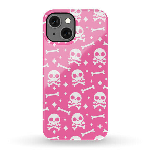 Cute Skull N' Bones Pattern (Pink) Phone Case