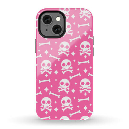 Cute Skull N' Bones Pattern (Pink) Phone Case