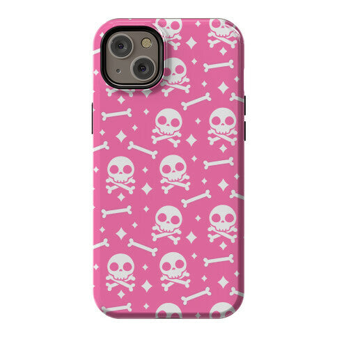 Cute Skull N' Bones Pattern (Pink) Phone Case