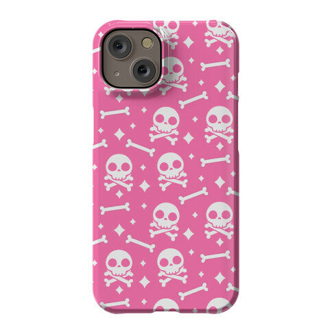 Cute Skull N' Bones Pattern (Pink) Phone Case