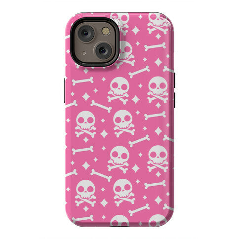 Cute Skull N' Bones Pattern (Pink) Phone Case