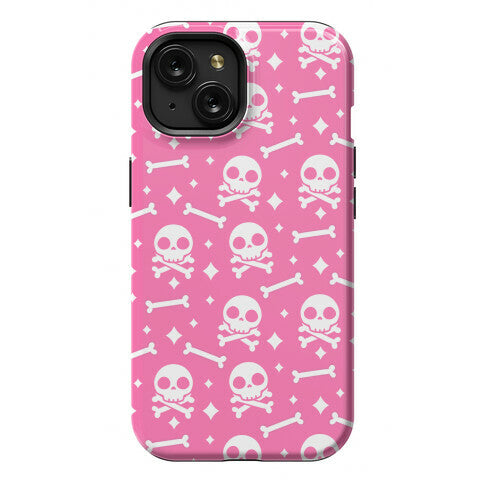 Cute Skull N' Bones Pattern (Pink) Phone Case