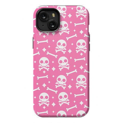 Cute Skull N' Bones Pattern (Pink) Phone Case