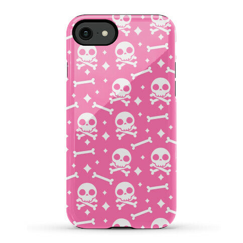 Cute Skull N' Bones Pattern (Pink) Phone Case