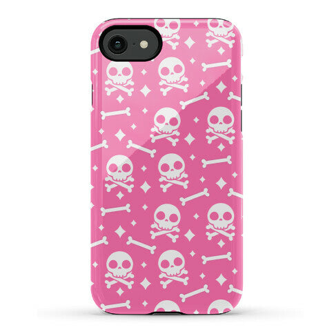 Cute Skull N' Bones Pattern (Pink) Phone Case