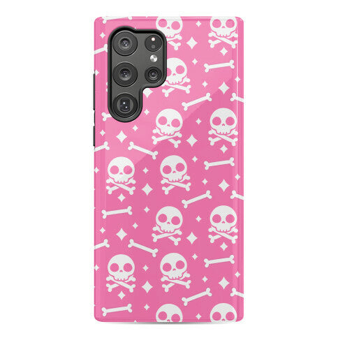 Cute Skull N' Bones Pattern (Pink) Phone Case