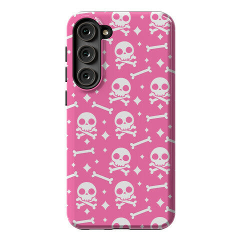 Cute Skull N' Bones Pattern (Pink) Phone Case