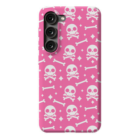 Cute Skull N' Bones Pattern (Pink) Phone Case