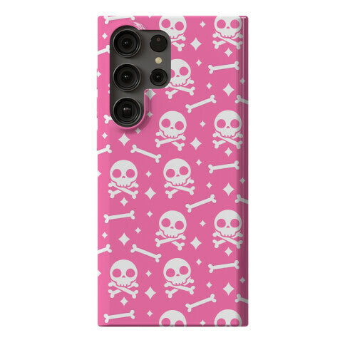 Cute Skull N' Bones Pattern (Pink) Phone Case
