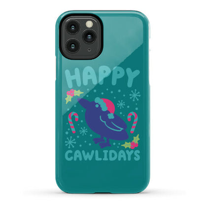 Happy Cawlidays Crow Holiday Parody Phone Case