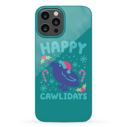 Happy Cawlidays Crow Holiday Parody Phone Case