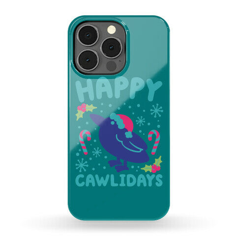 Happy Cawlidays Crow Holiday Parody Phone Case